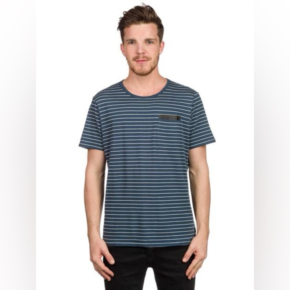 Men's Blue Striped Cotton T-Shirt